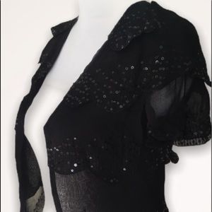 THISTLEPEARL Sequined Chiffon Crop Jacket.